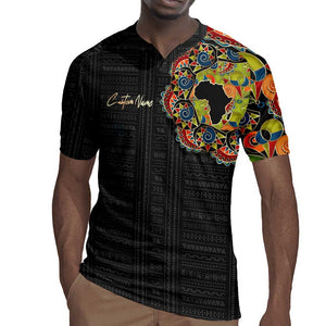 Personalized Sleeve African Pattern Rugby Jersey Multi-Colored