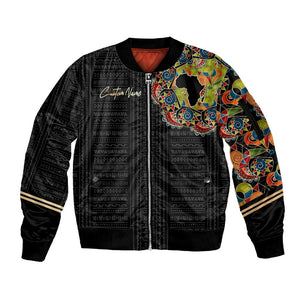 Personalized Sleeve African Pattern Sleeve Zip Bomber Jacket Multi-Colored