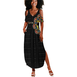 Personalized Sleeve African Pattern Summer Maxi Dress Multi-Colored