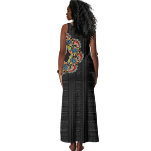 Personalized Sleeve African Pattern Tank Maxi Dress Multi-Colored