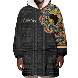 Personalized Sleeve African Pattern Wearable Blanket Hoodie Multi-Colored