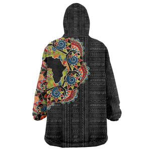 Personalized Sleeve African Pattern Wearable Blanket Hoodie Multi-Colored