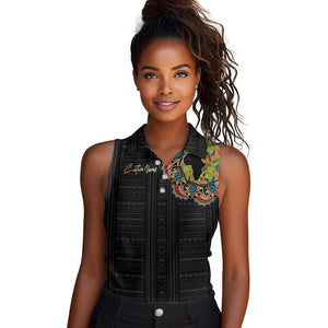 Personalized Sleeve African Pattern Women Sleeveless Polo Shirt Multi-Colored