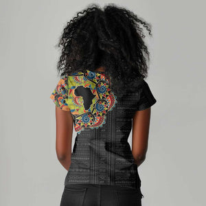 Personalized Sleeve African Pattern Women V-Neck T-Shirt Multi-Colored