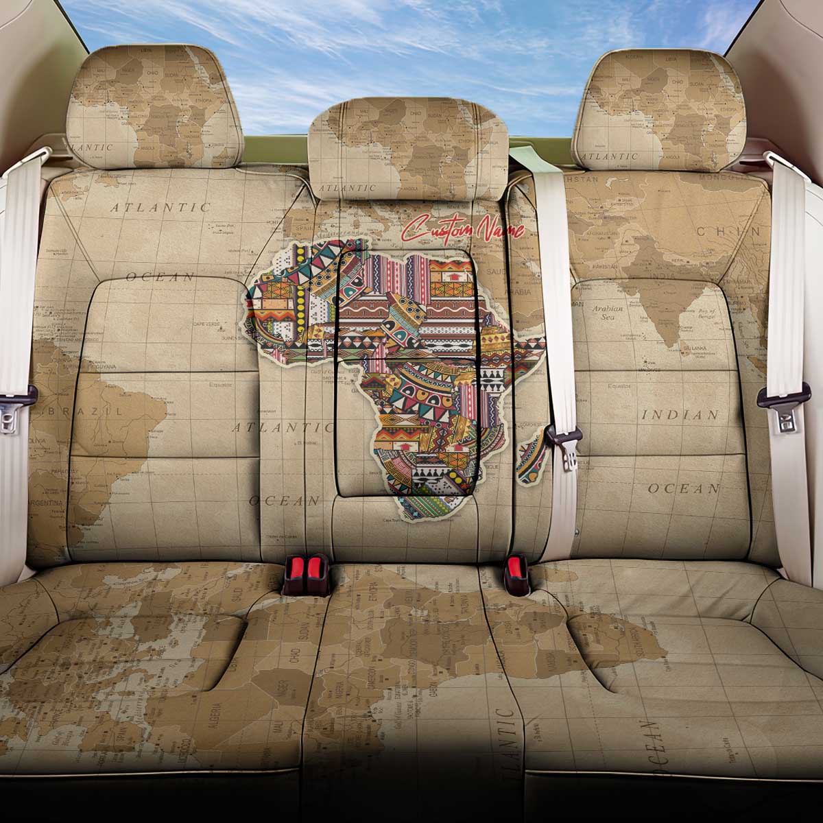 Personalized Africa On World Map Back Car Seat Cover