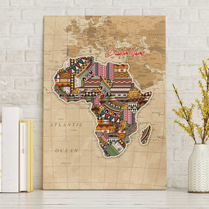 Personalized Africa On World Map Canvas Wall Art