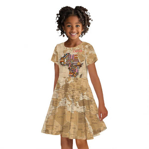 Personalized Africa On World Map Kid Short Sleeve Dress