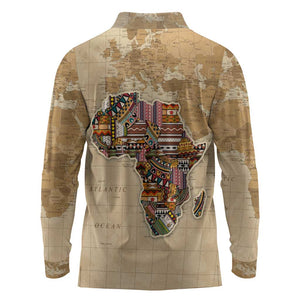 Personalized Africa On World Map Long Sleeve Polo Shirt