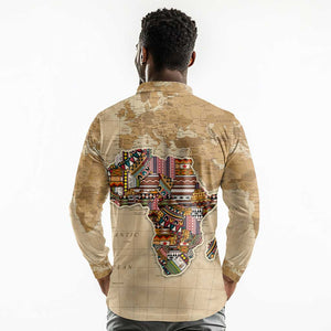 Personalized Africa On World Map Long Sleeve Polo Shirt