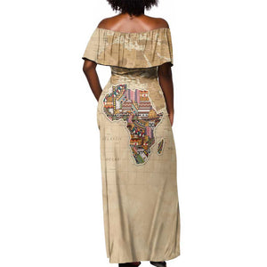 Personalized Africa On World Map Off Shoulder Maxi Dress