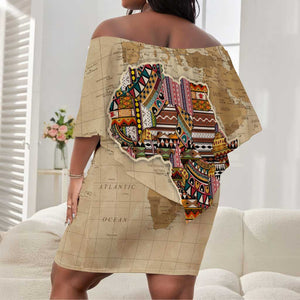 Personalized Africa On World Map Off Shoulder Short Dress