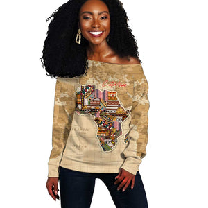 Personalized Africa On World Map Off Shoulder Sweater