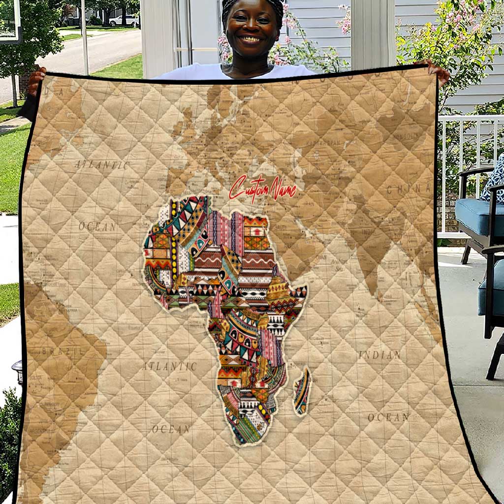 Personalized Africa On World Map Quilt