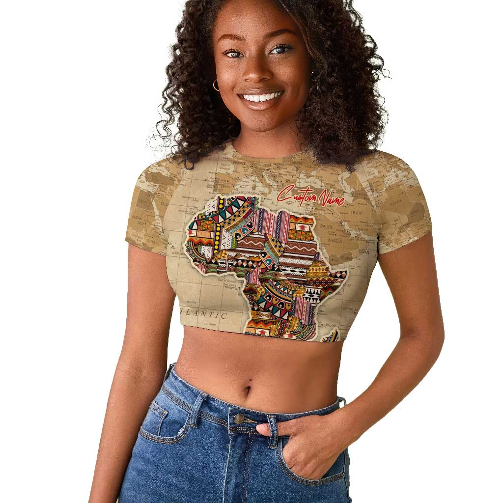 Personalized Africa On World Map Raglan Cropped T shirt