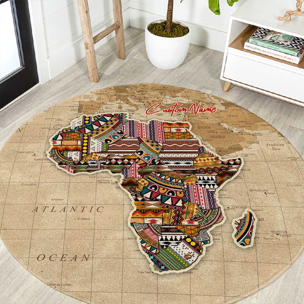 Personalized Africa On World Map Round Carpet