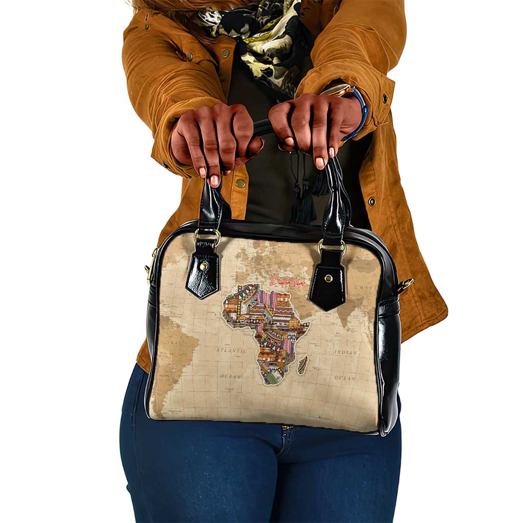 Personalized Africa On World Map Shoulder Handbag