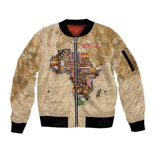 Personalized Africa On World Map Sleeve Zip Bomber Jacket