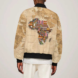 Personalized Africa On World Map Sleeve Zip Bomber Jacket