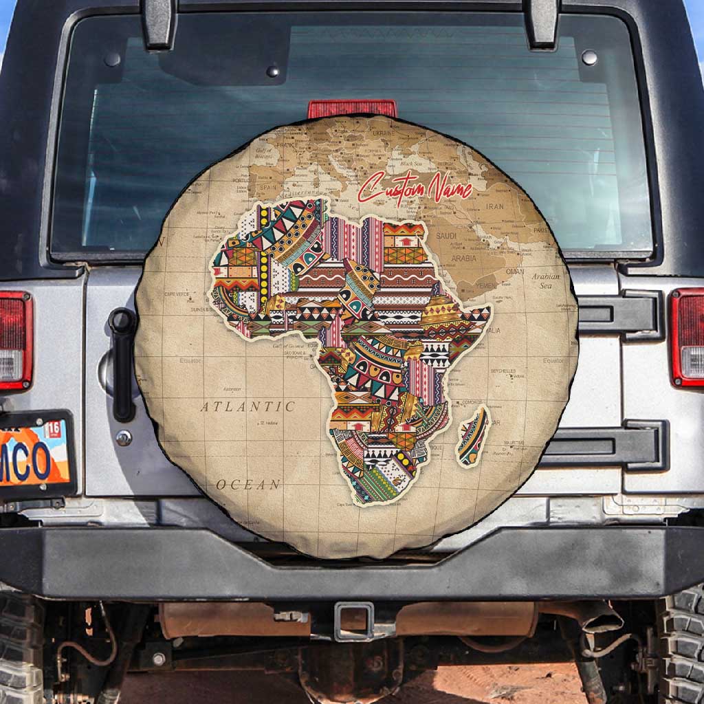 Personalized Africa On World Map Spare Tire Cover