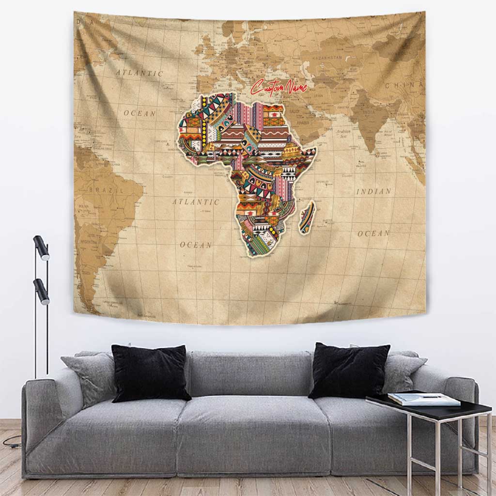 Personalized Africa On World Map Tapestry