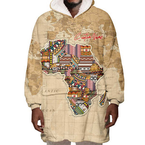 Personalized Africa On World Map Wearable Blanket Hoodie