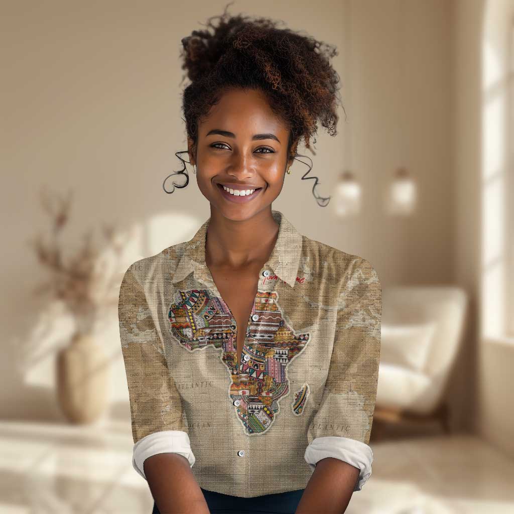 Personalized Africa On World Map Women Casual Shirt