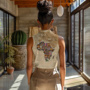 Personalized Africa On World Map Women Sleeveless Polo Shirt