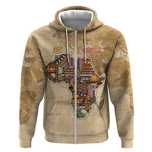 Personalized Africa On World Map Zip Hoodie