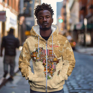 Personalized Africa On World Map Zip Hoodie