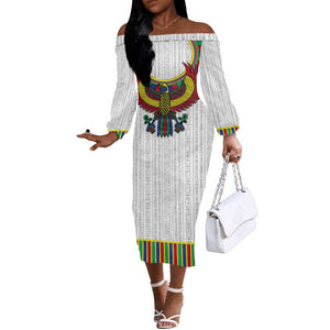 Egyptian Horus Off The Shoulder Long Sleeve Dress Gods of Egypt