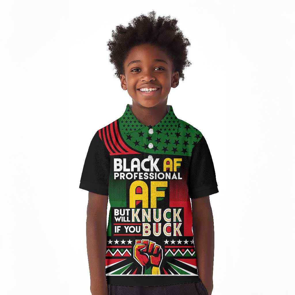 Black AF Professional AF But Will Knuck If You Kid Polo Shirt African Pride