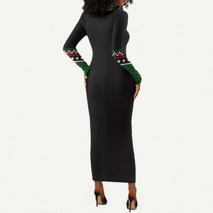 Black AF Professional AF But Will Knuck If You Long Sleeve Bodycon Dress African Pride