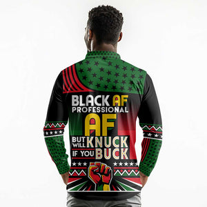 Black AF Professional AF But Will Knuck If You Long Sleeve Polo Shirt African Pride