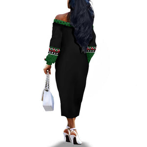 Black AF Professional AF But Will Knuck If You Off The Shoulder Long Sleeve Dress African Pride