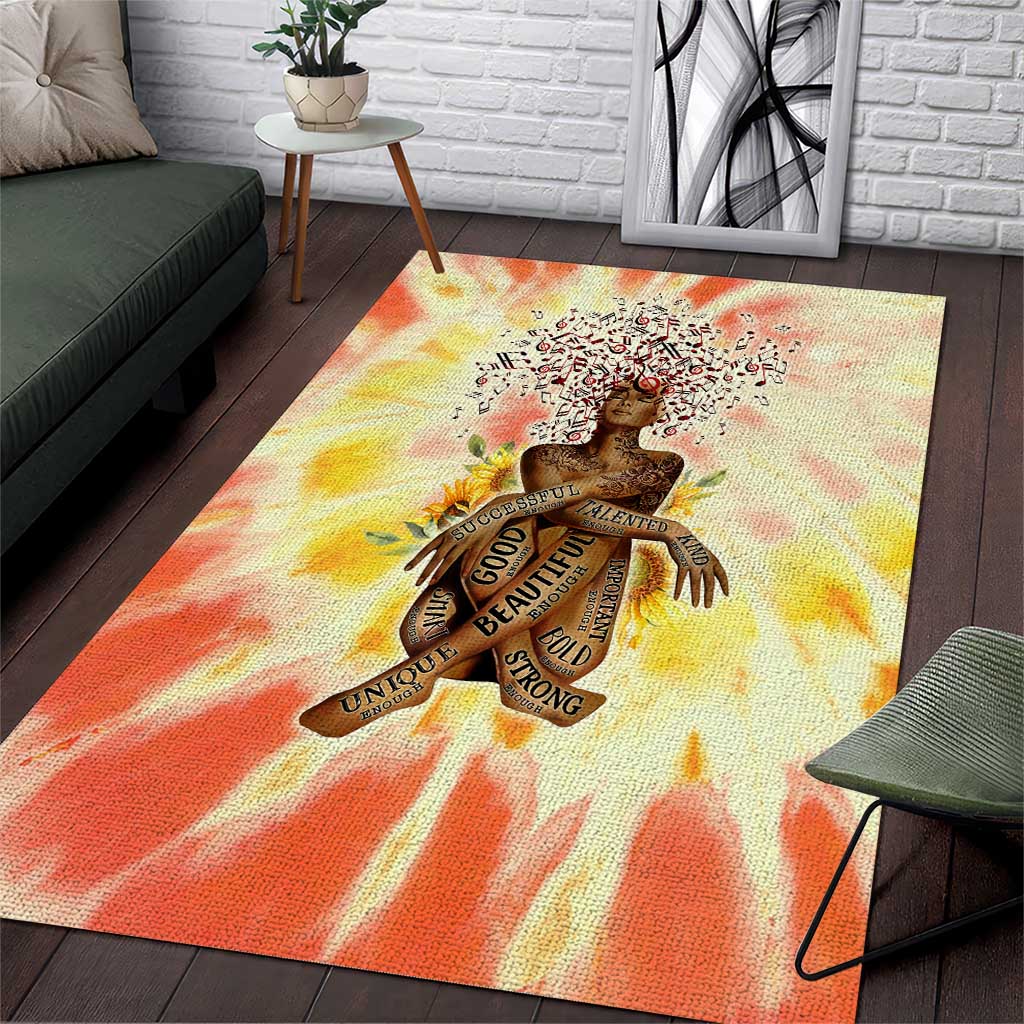 Black Queen Tie Dye Area Rug