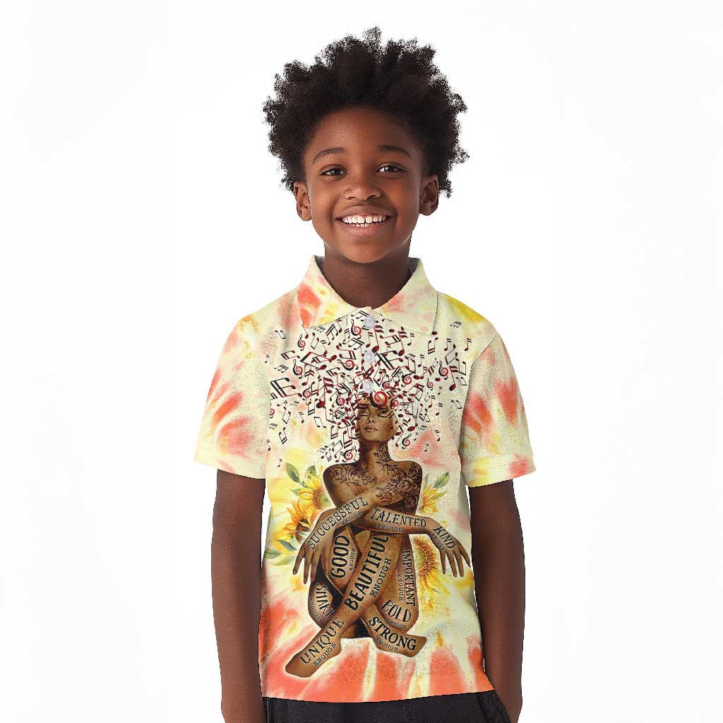 Black Queen Tie Dye Kid Polo Shirt