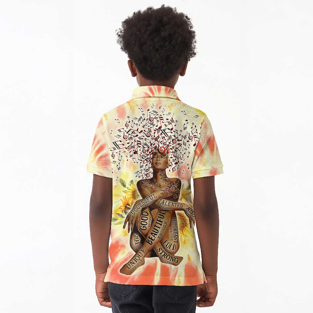 Black Queen Tie Dye Kid Polo Shirt