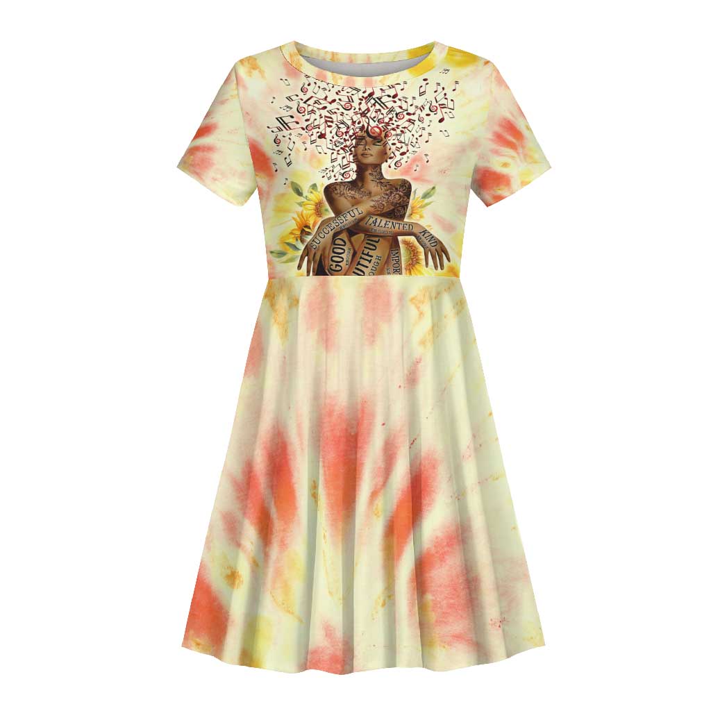 Black Queen Tie Dye Kid Short Sleeve Dress