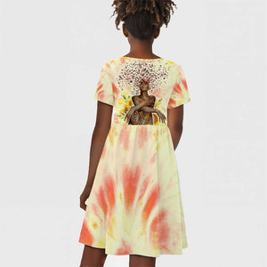 Black Queen Tie Dye Kid Short Sleeve Dress