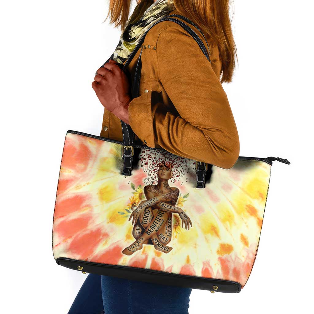 Black Queen Tie Dye Leather Tote Bag