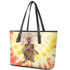 Black Queen Tie Dye Leather Tote Bag