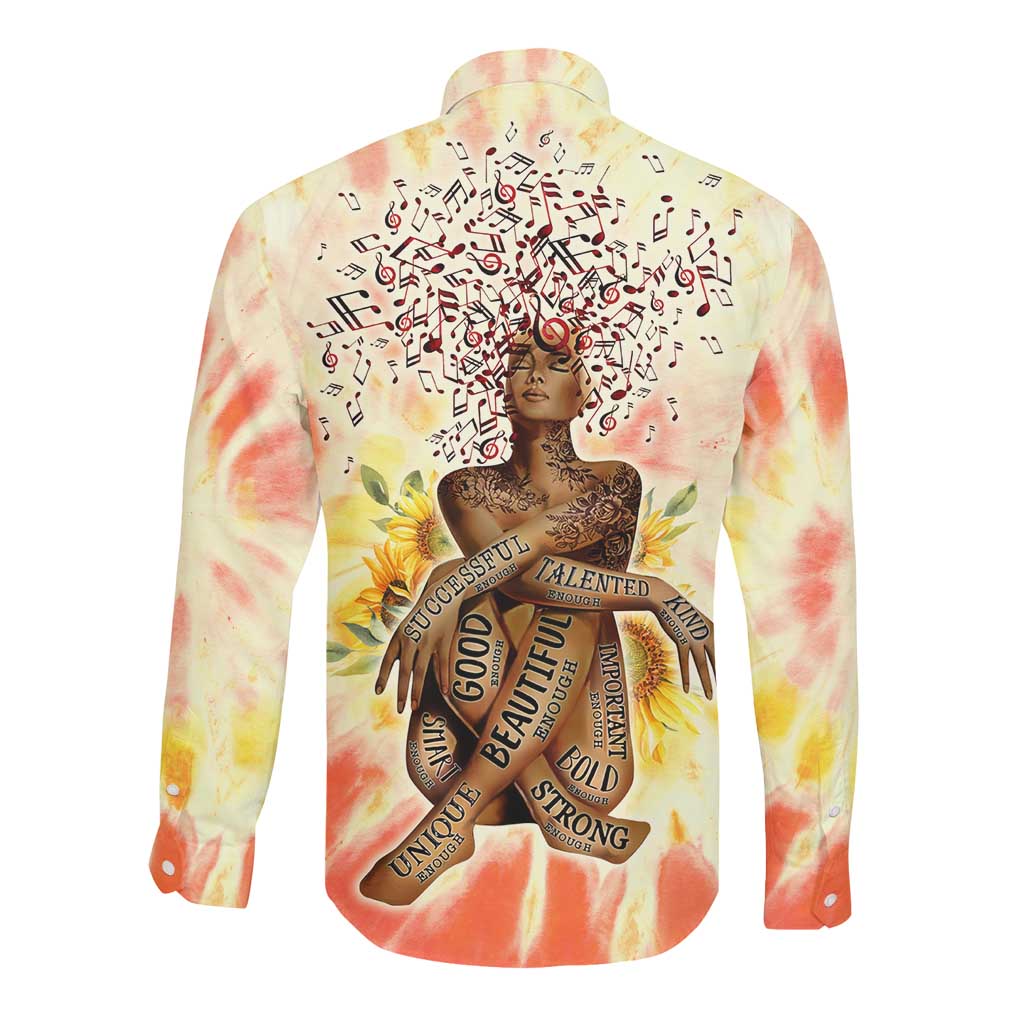 Black Queen Tie Dye Long Sleeve Button Shirt