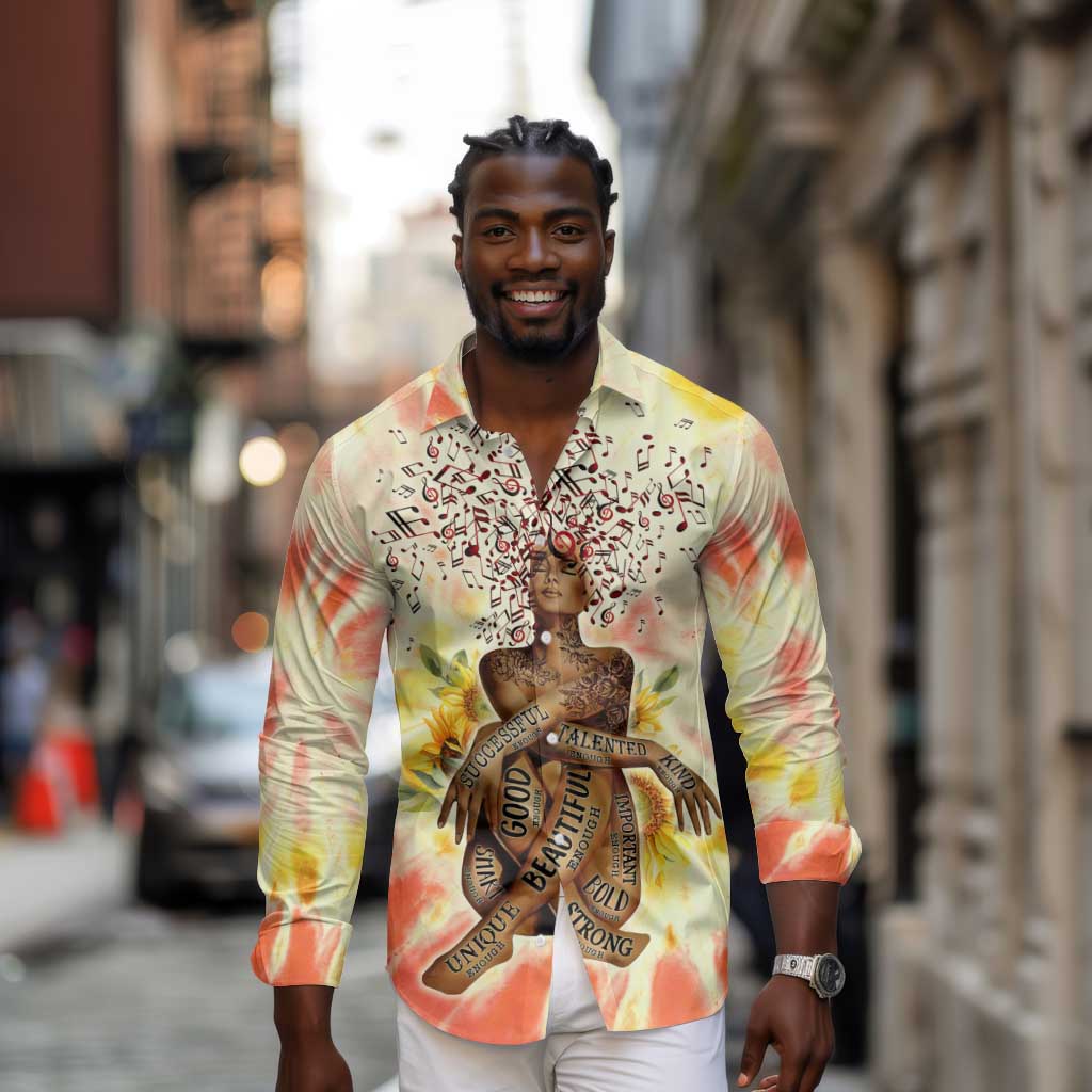 Black Queen Tie Dye Long Sleeve Button Shirt