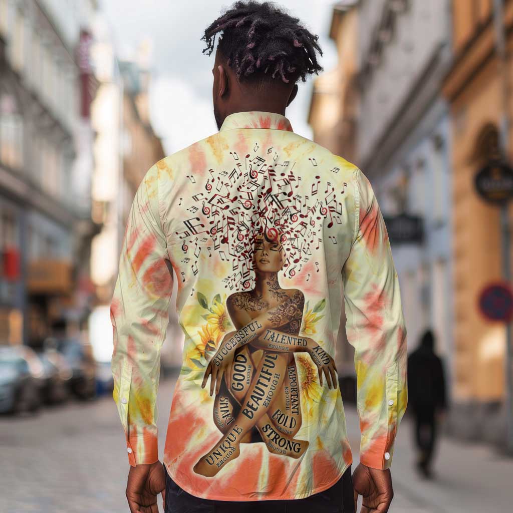 Black Queen Tie Dye Long Sleeve Button Shirt