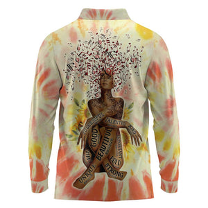 Black Queen Tie Dye Long Sleeve Polo Shirt