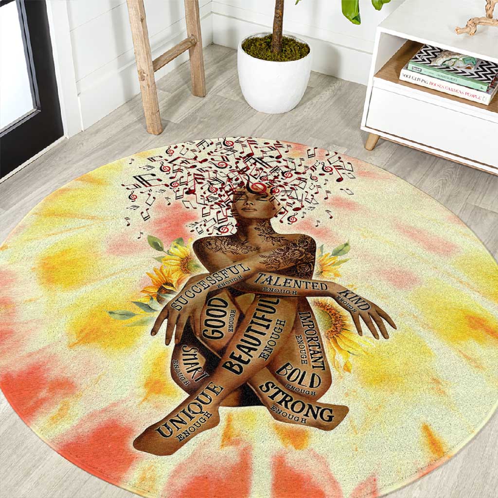 Black Queen Tie Dye Round Carpet