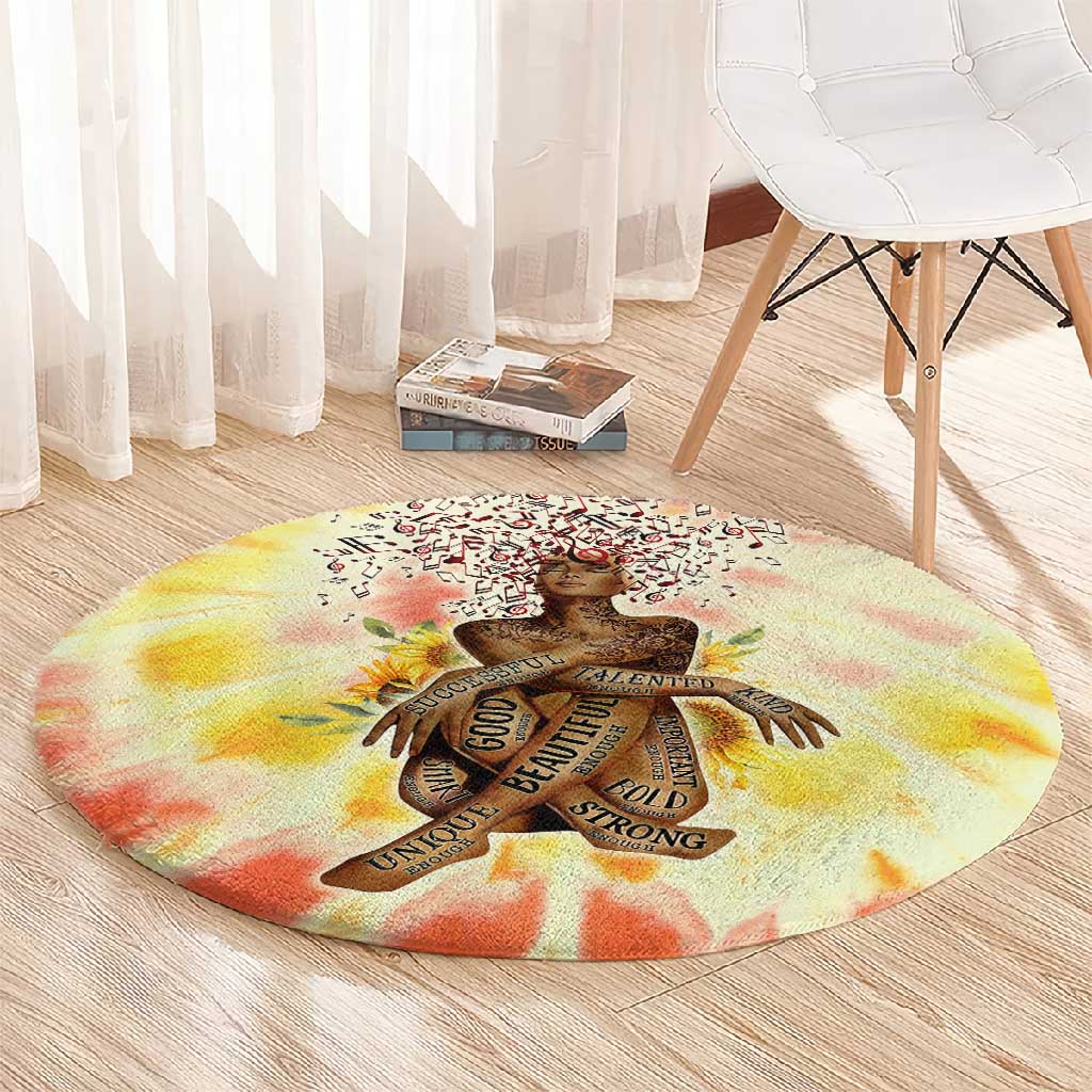 Black Queen Tie Dye Round Carpet