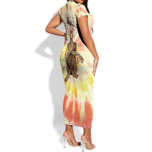 Black Queen Tie Dye Short Sleeve Bodycon Dress