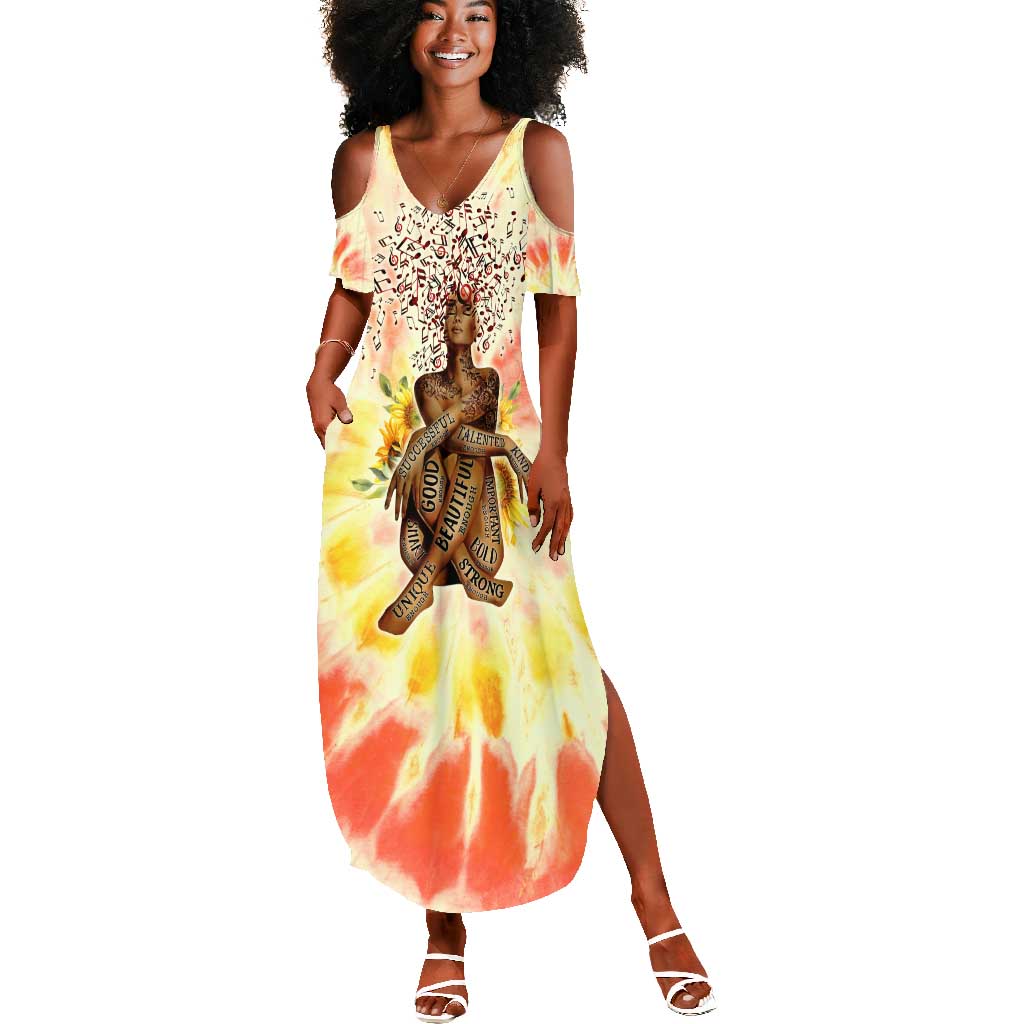 Black Queen Tie Dye Summer Maxi Dress