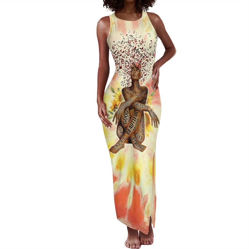 Black Queen Tie Dye Tank Maxi Dress